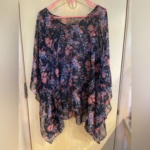 New York & Company Sheer Floral Poncho